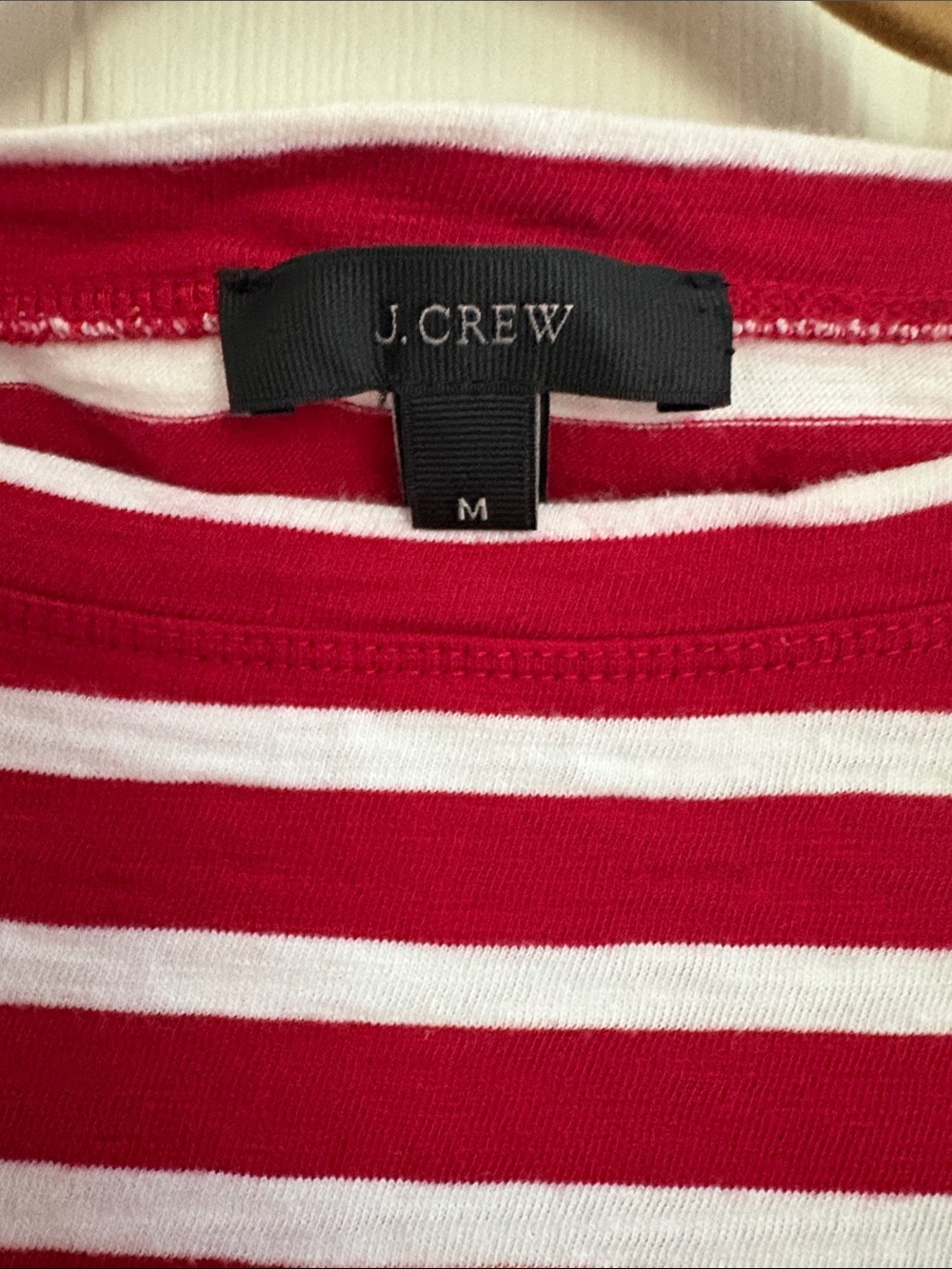 J. Crew Red and White Striped Long-Sleeve Boatneck Tee 100% Cotton - Picture 2 of 5